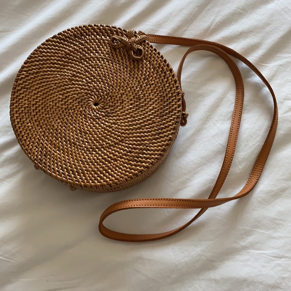 Handwoven round rattan bag
